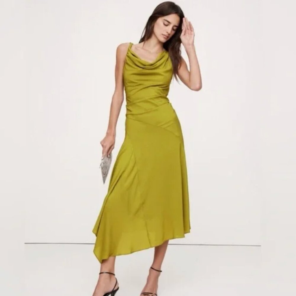 Crepe Twist-Shoulder Dress